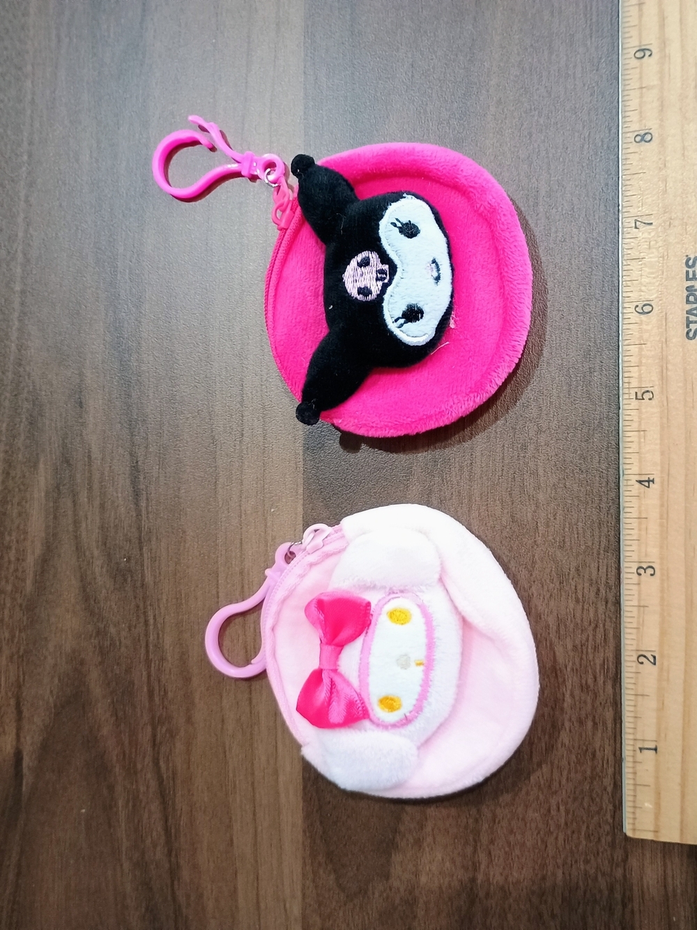 Plush Character Coin Pouches — Pink & Light Pink